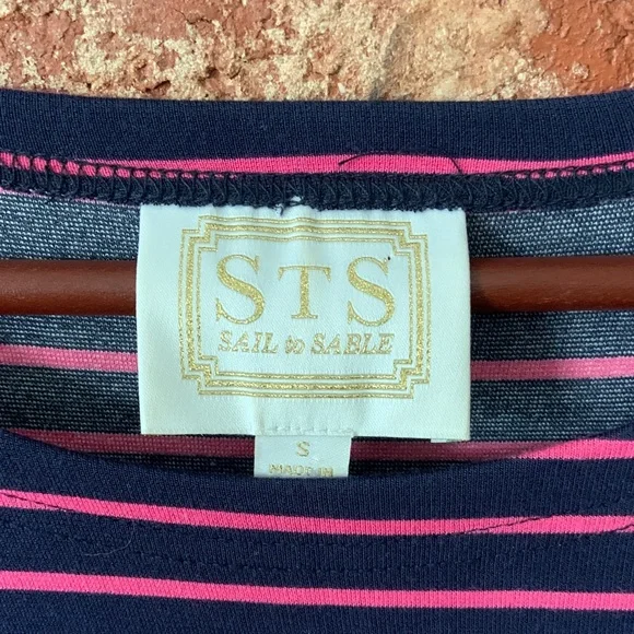 Sail to Sable Smiling in Stripes Navy Pink Striped Long Sleeve Dress - Picture 3 of 8